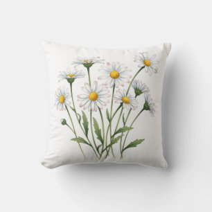 Coussin Fleur d'eaucolor de marguerite sauvage blanche