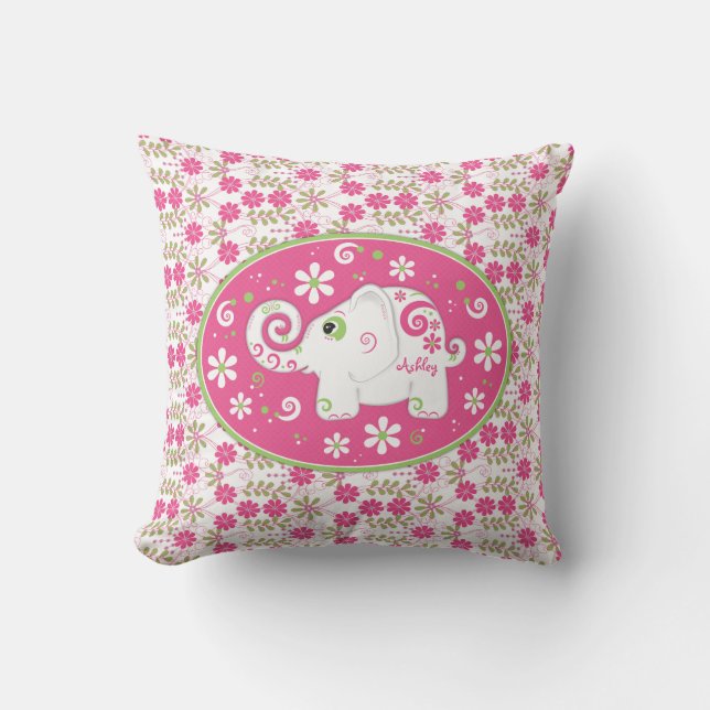 Coussin Fleur d'éléphant rose rose personnalisé (Recto)
