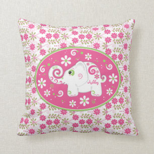 Coussin Fleur d'éléphant rose rose personnalisé
