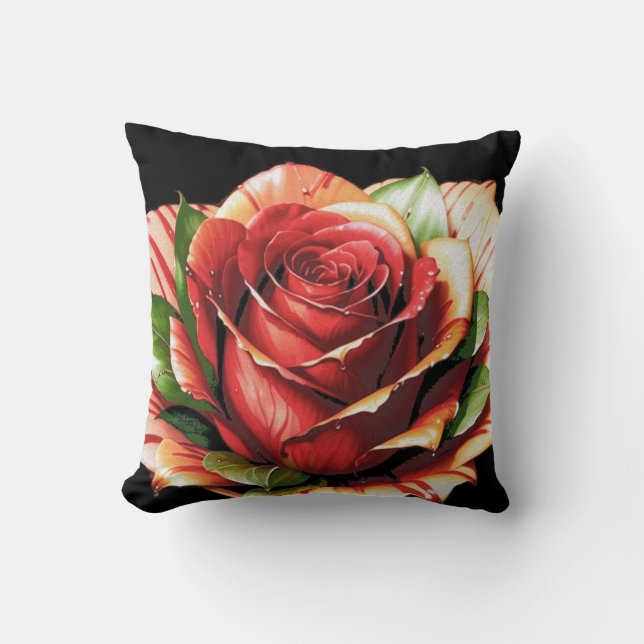 Coussin Fleur design Rose Sucre de canne unique (Recto)