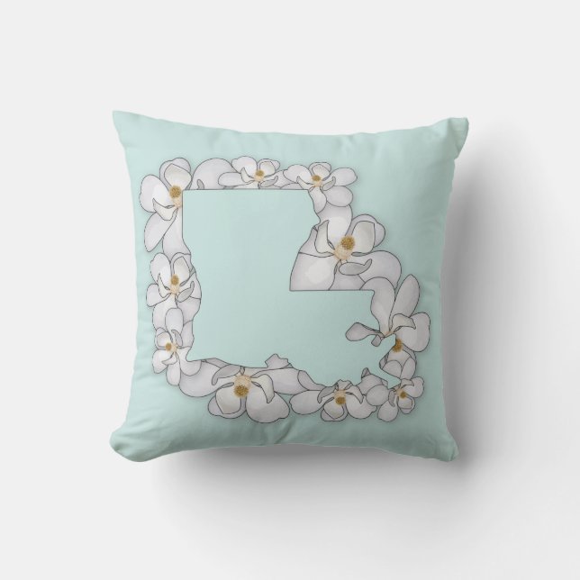 Coussin Fleur d'État Louisiane - Magnolia (Recto)