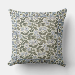 Coussin Fleur d'été de pervenche Art nouveau botanique