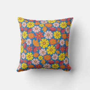 Coussin Fleur d'été rétro des années 60