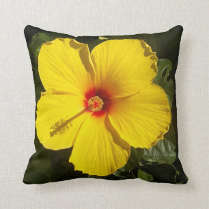 Coussin Fleur d'Hibiscus jaune soleil
