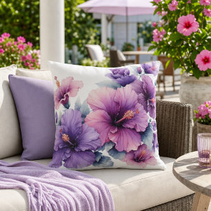 Coussin Fleur d'Hibiscus Pourpre Floral 