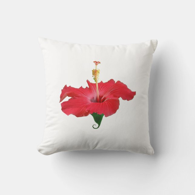 Coussin Fleur d'Hibiscus Rouge Tropical (Recto)