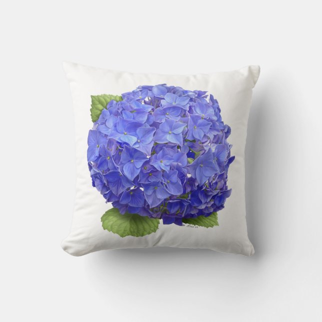 Coussin Fleur d'Hortensia Bleu (Recto)