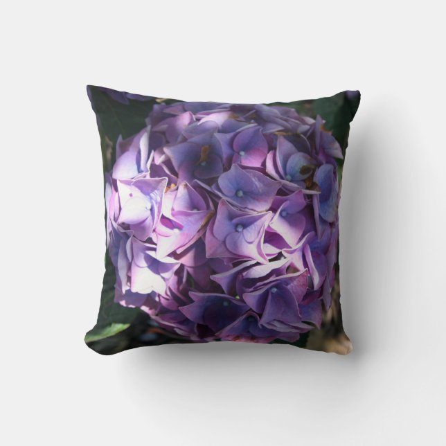 Coussin Fleur d'Hydrangea violette légère (Recto)