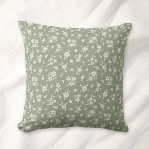 Coussin Fleur Ditsy Floral Vert Sauge Cottagecore Neutre S
