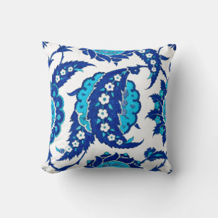 Coussin Fleur d'Iznik Ottoman Paisley Bleu Turquoise