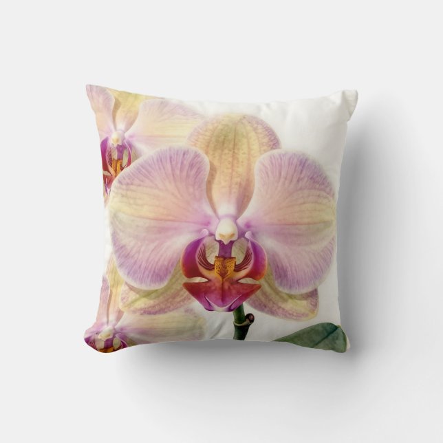 Coussin Fleur d'orchidée violette pastel élégante (Recto)