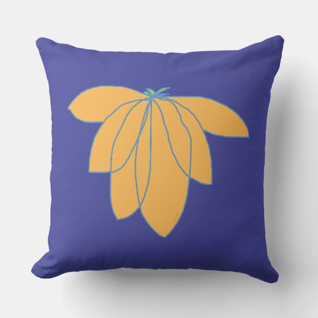 Coussin Fleur dorée sur fond bleu cobalt (Recto)