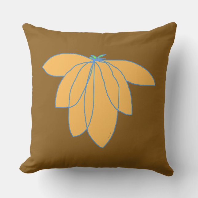 Coussin Fleur Dorée Sur Fond Brun (Recto)
