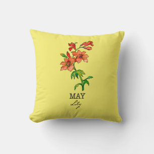 Coussin Fleur du mois de naissance May Lily