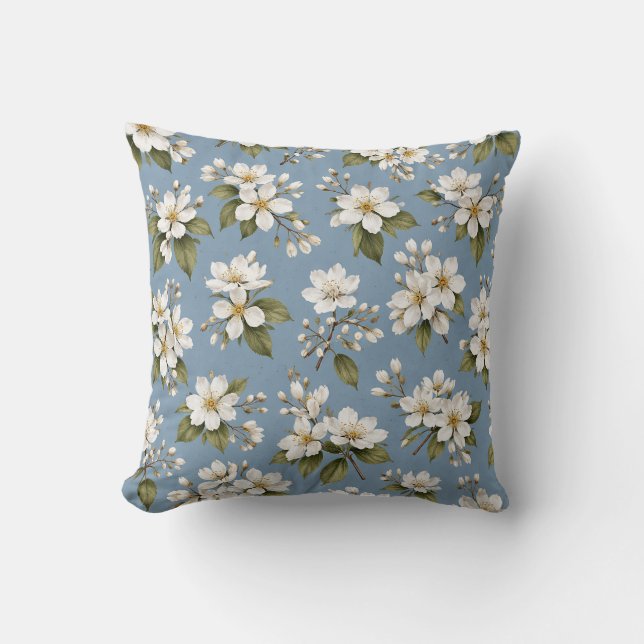 Coussin Fleur Élégante Bleue Florale (Recto)