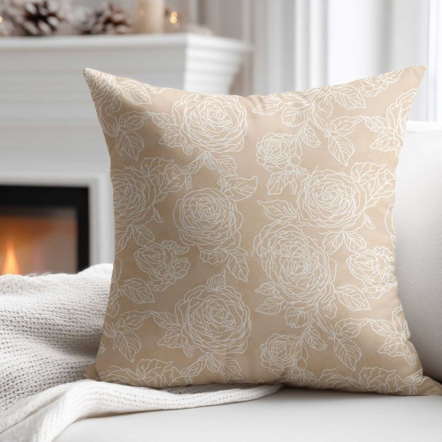 Coussin Fleur élégante de rose blanche (Créateur téléchargé)