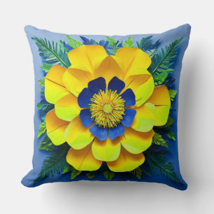 Coussin 🌼 Fleur en Papier Jaune Décoration de Chambre Acc