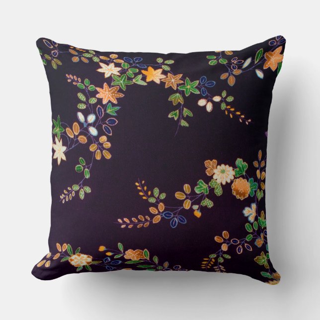 Coussin Fleur et feuille d'automne, design japonais (Recto)