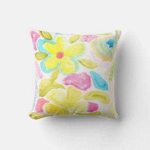 Coussin fleur et feuilles peints