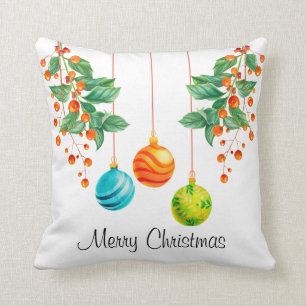 Coussin Fleur Et Ornements De Noël