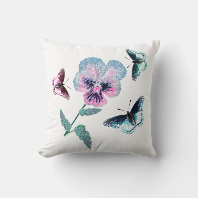 Coussin Fleur et papillons. (Recto)