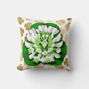 Coussin Fleur et Shamrocks d'or