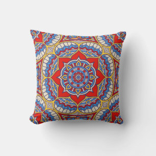 Coussin Fleur ethnique, motif bohème sans soudure.