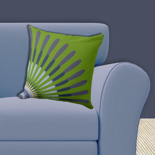 Coussin Fleur étoile verte et bleue ethnique quart (Ethnic Green And Blue Quarter Star Flower Throw Pillow)
