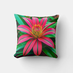 Coussin Fleur exotique rose rayonnant