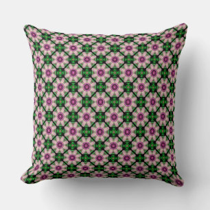 Coussin Fleur géométrique en vert et marron