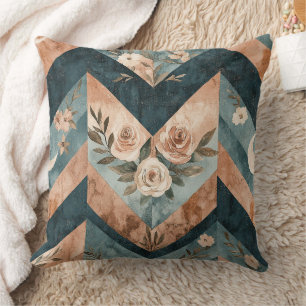 Coussin Fleur géométrique rustique avec croissants de lune