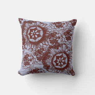 Coussin Fleur Gris et Marron
