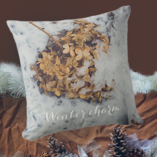 Coussin Fleur Hortensia sur la neige (Créateur téléchargé)