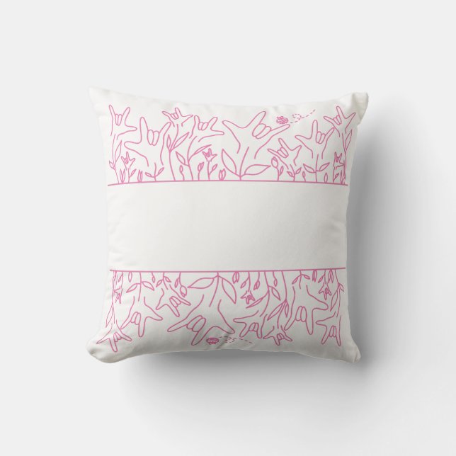 Coussin Fleur ILY - Nom personnalisé ASL Design (Recto)