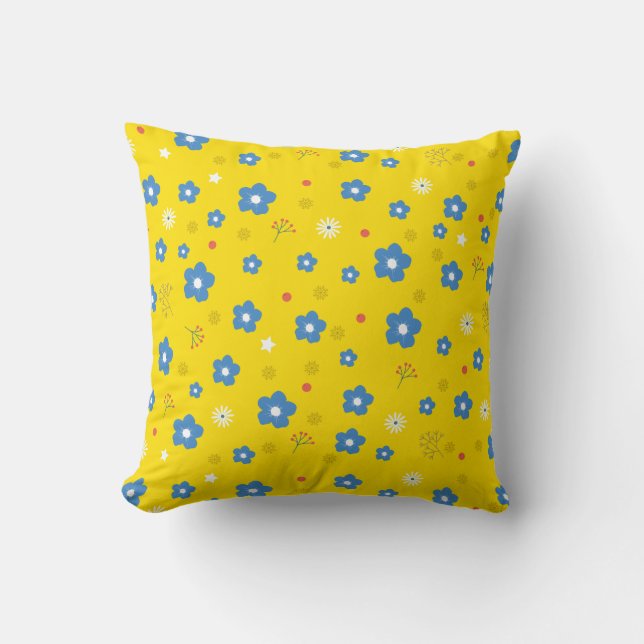 Coussin Fleur Jaune Art Motif Fleur esthétique PNG Tri (Recto)