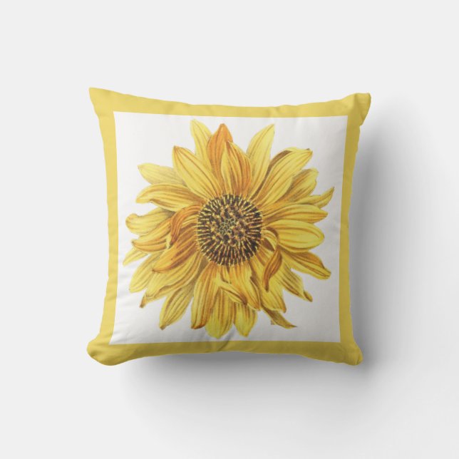 Coussin Fleur jaune / Cour de tournesol (Recto)
