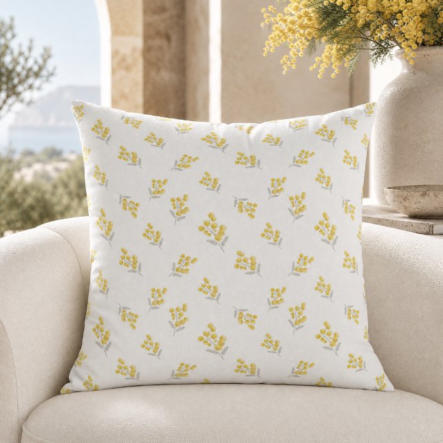 Coussin Fleur jaune élégante minimaliste simple (Créateur téléchargé)