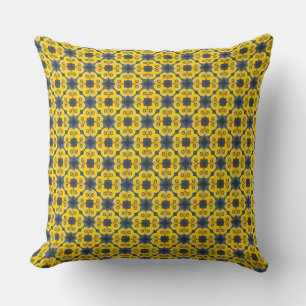 Coussin Fleur Jaune éparpillée Noir