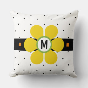 Coussin Fleur Jaune Milieu de Siècle Power