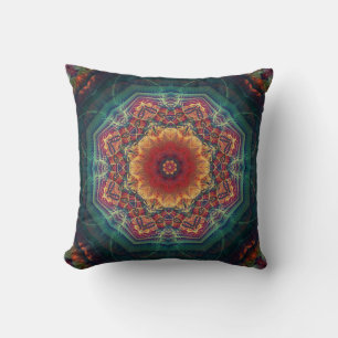 Coussin Fleur kaléidoscope multicolore, motif continu