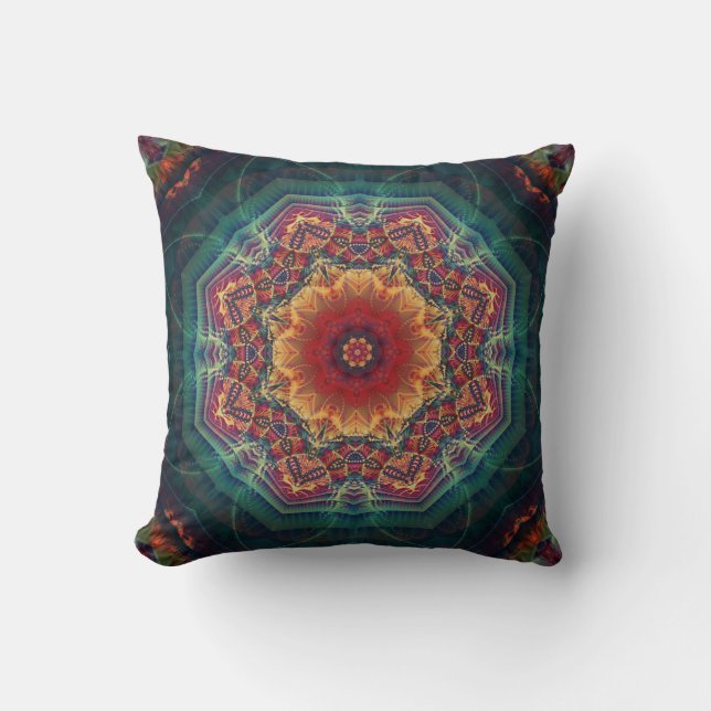 Coussin Fleur kaléidoscope multicolore, motif continu (Recto)