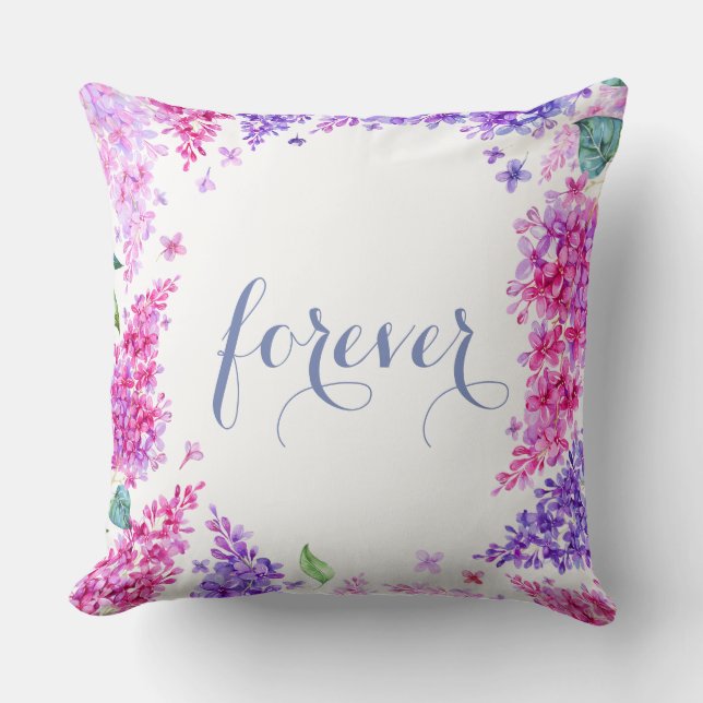 Coussin Fleur Lilac de printemps Mariage floral (Recto)