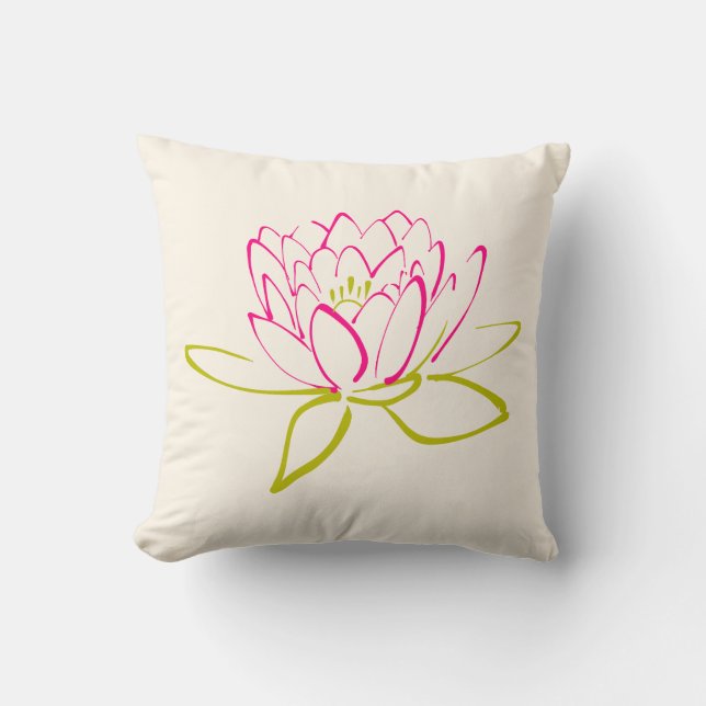 Coussin Fleur Lotus / Illustration de la couche d'eau (Recto)