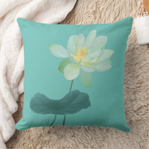 Coussin Fleur Lotus Vert Asiatique Inspiré