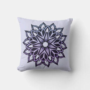 Coussin Fleur Mandala Blue Violet Floral Art