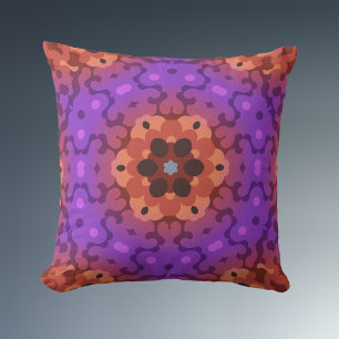 Coussin Fleur Mandala rétro violet et rouge
