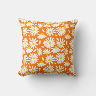 Coussin Fleur marguerite rétro : orange vintage.