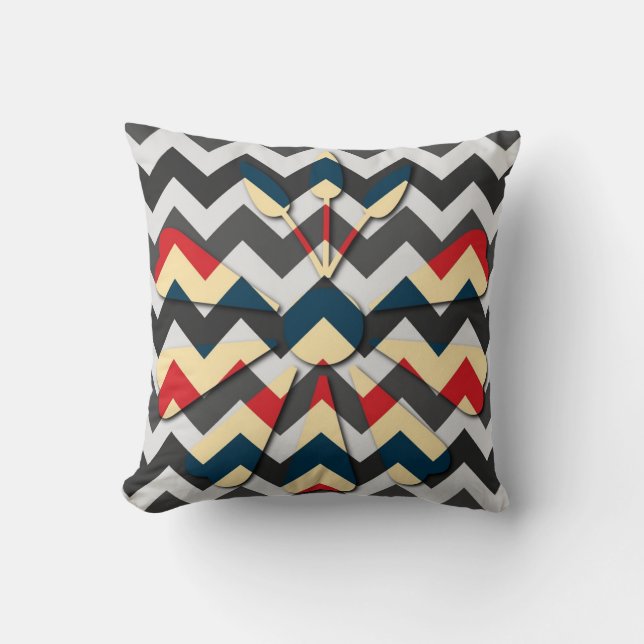 Coussin Fleur moderne Chevron Zigzag Motif (Recto)