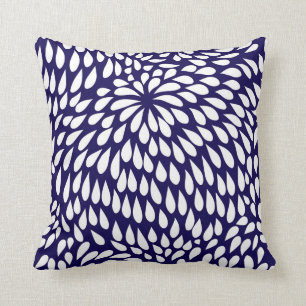 Coussin Fleur moderne de Paisley dans le bleu et le blanc