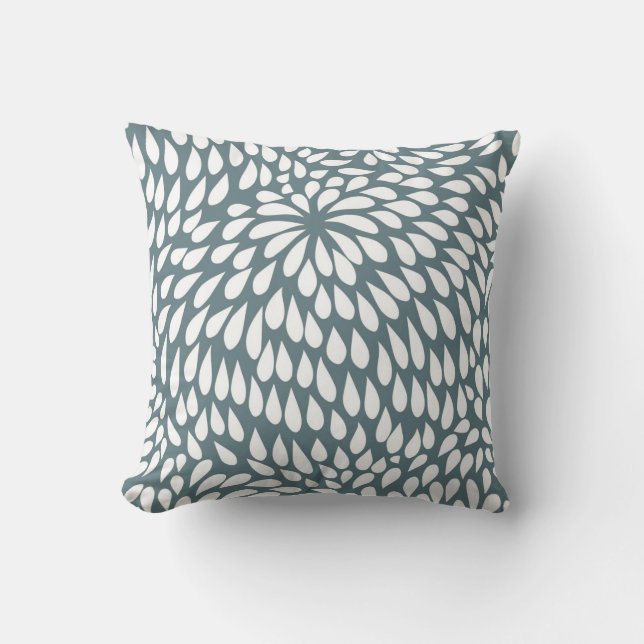 Coussin Fleur moderne de Paisley dans le gris bleu et le (Recto)